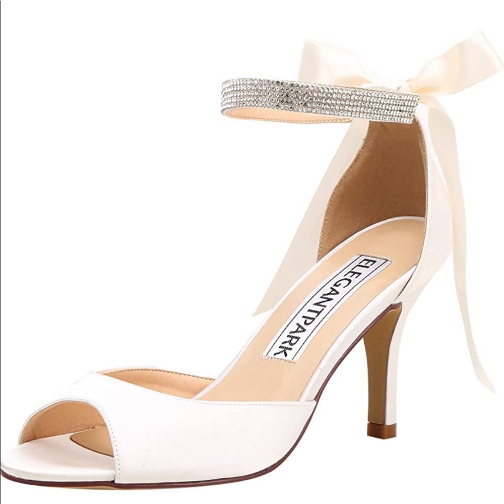 Satin Wedding Shoes Heels Sandals Sz 8.5